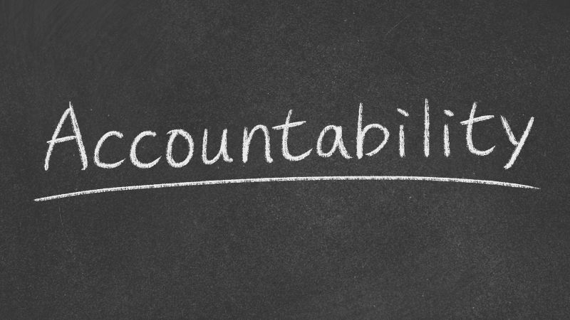 Accountability written on a black background.